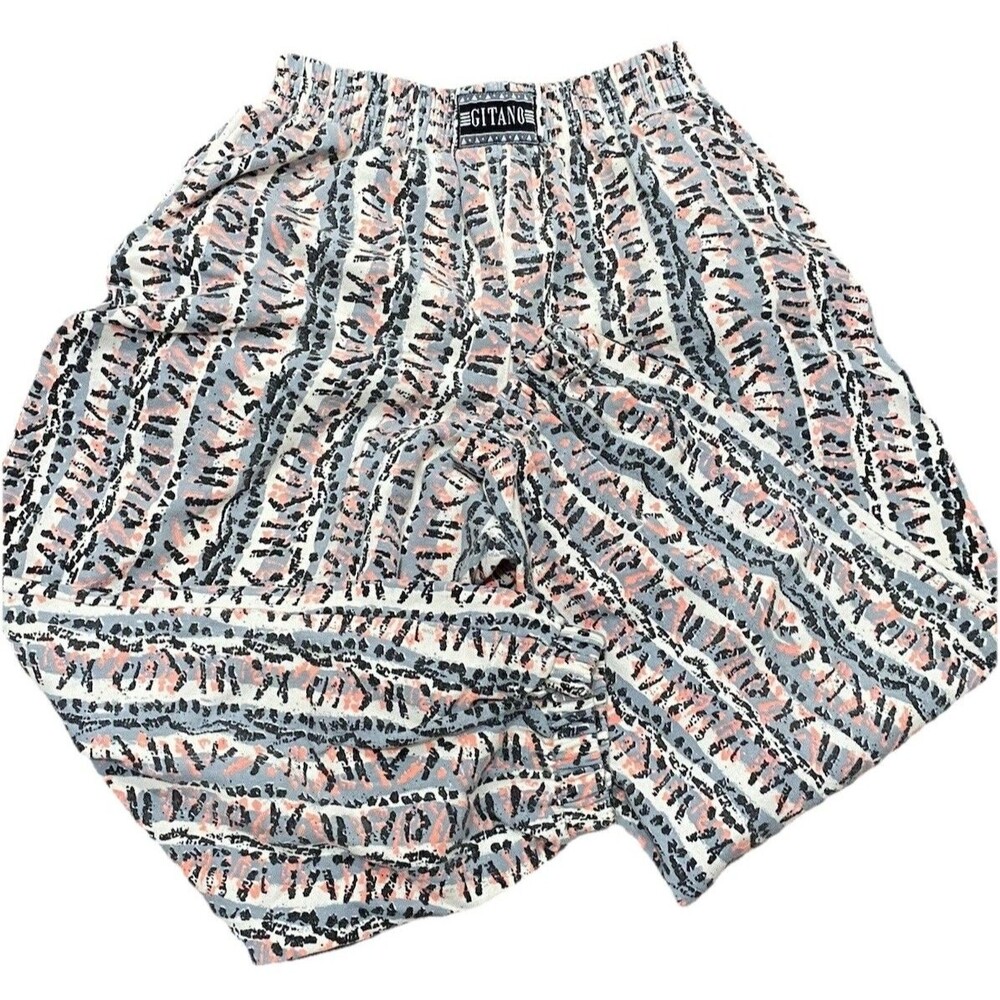 Vintage Gitano MC Hammer Baggy Parachute Geometric Cotton Gym Pants Adult M Neon